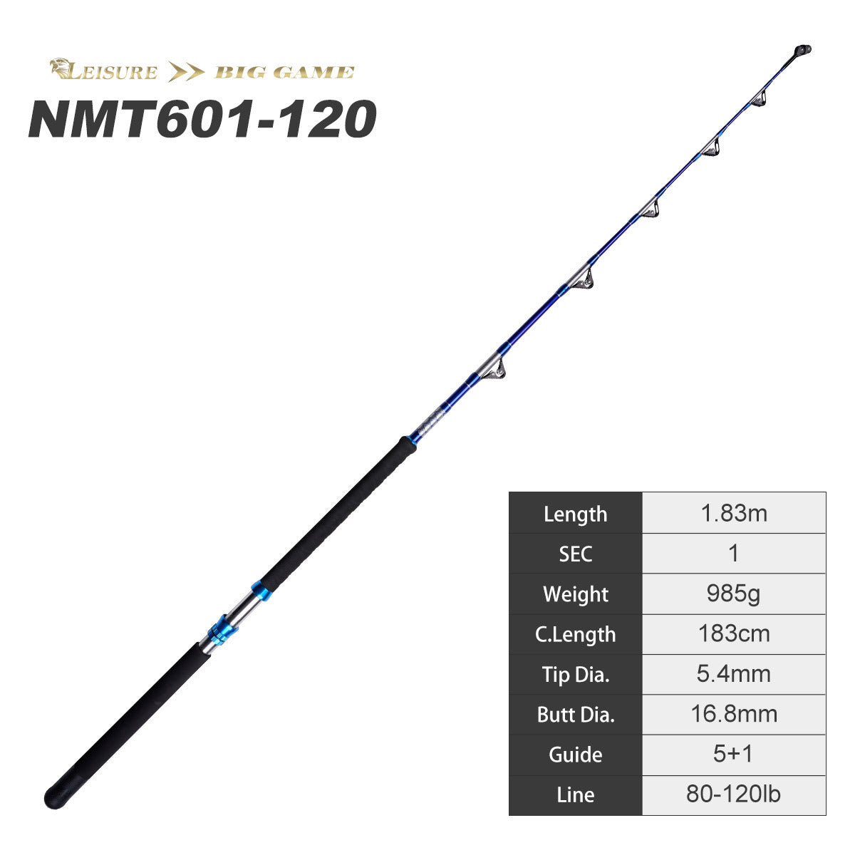 NOEBY Deep Sea Trolling Rod 80–120lb – Solid Power Boat Fishing Rod