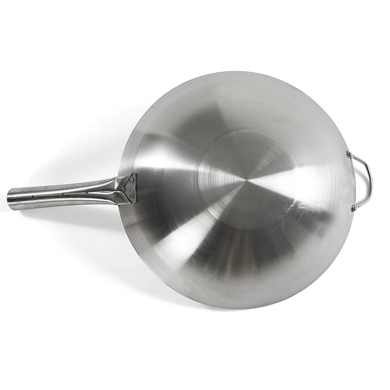 Professional Stainless Steel Wok Stir Fry Pan - Multi-Purpose Commercial Kitchen Cookware