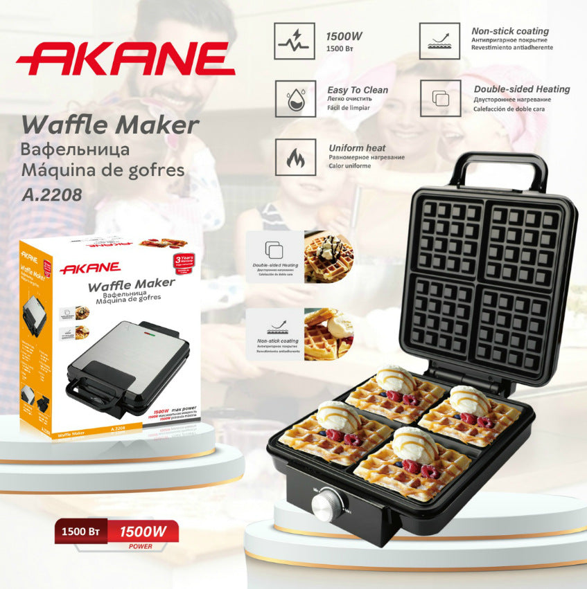 RAF Multi-Functional Breakfast Machine – Waffle & 4-Compartment Sandwich Maker