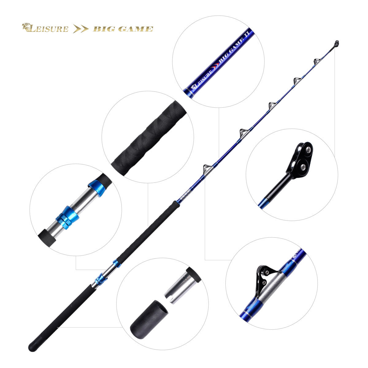 NOEBY Deep Sea Trolling Rod 80–120lb – Solid Power Boat Fishing Rod