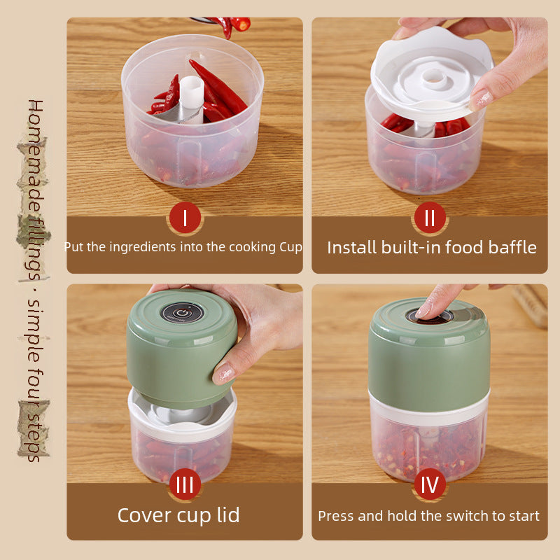 Compact Wireless Electric Garlic Chopper Mini Food Processor USB Rechargeable