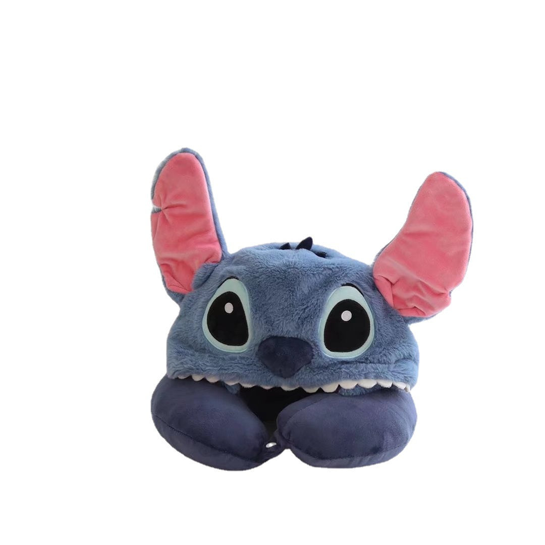 Cartoon Stitch Hooded U Shaped Neck Pillow Travel Plush Toy
