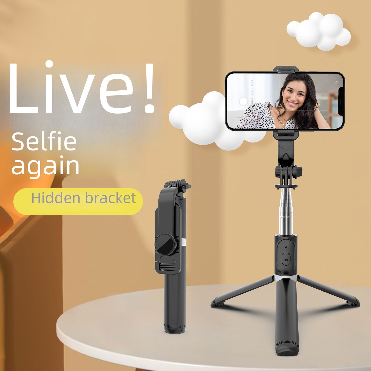 Bluetooth Selfie Stick Q02 Tripod Live Broadcast Stand 1M