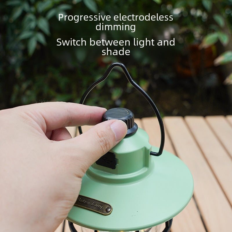 Retro USB Rechargeable LED Camping Lantern Outdoor Light