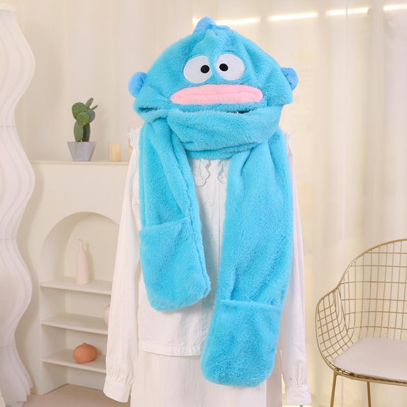 Winter Hat Scarf Gloves Set Rabbit Ears Hooded 3 Piece Kids