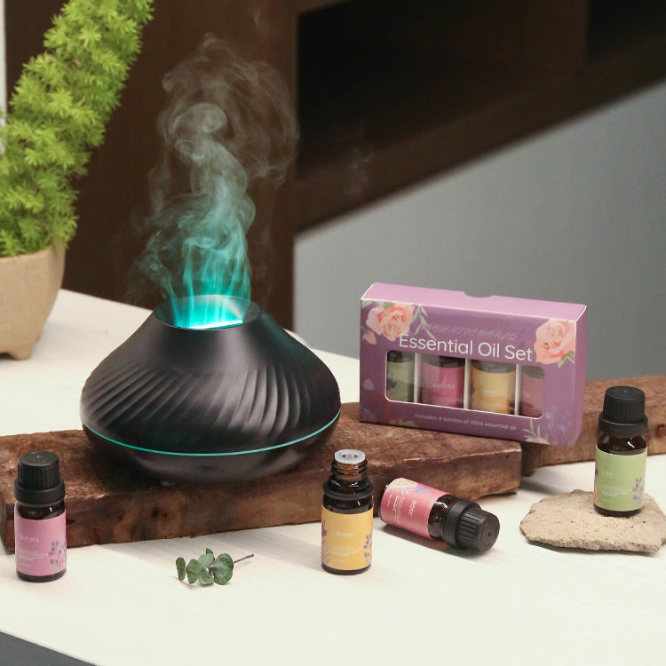 Flame Humidifier - Aromatherapy Diffuser with LED Atmosphere Lamp