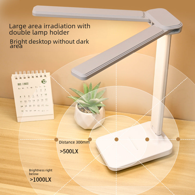 Dual Head LED Desk Lamp Foldable Touch Eye Protection Light