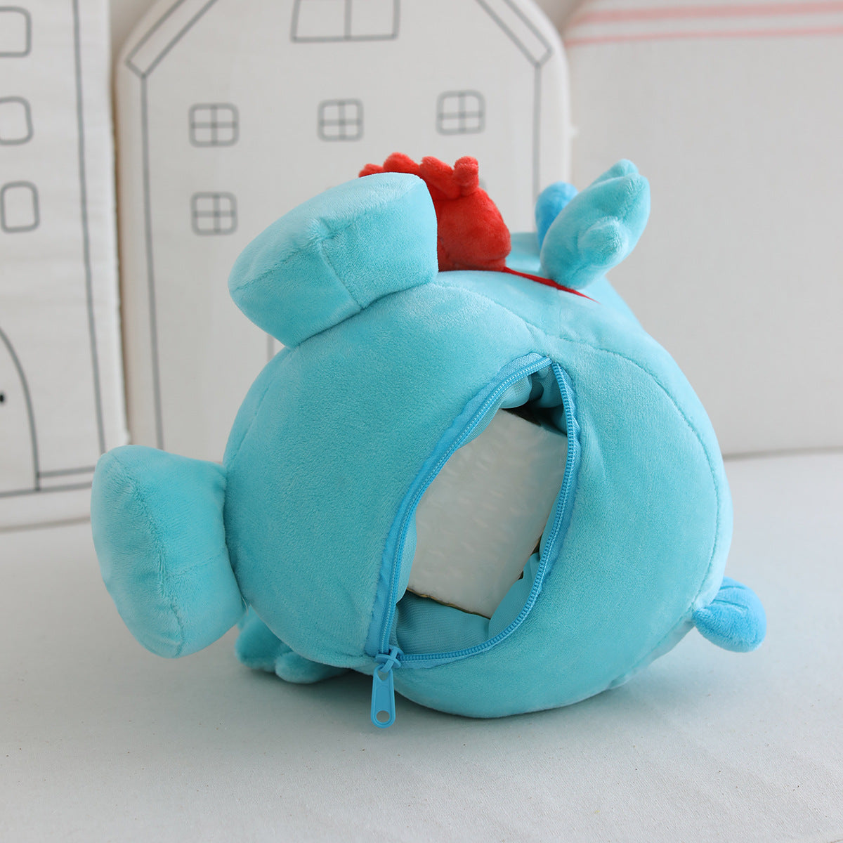 Blue Water Monster Plush Toy Backpack for Kids Outdoor Play