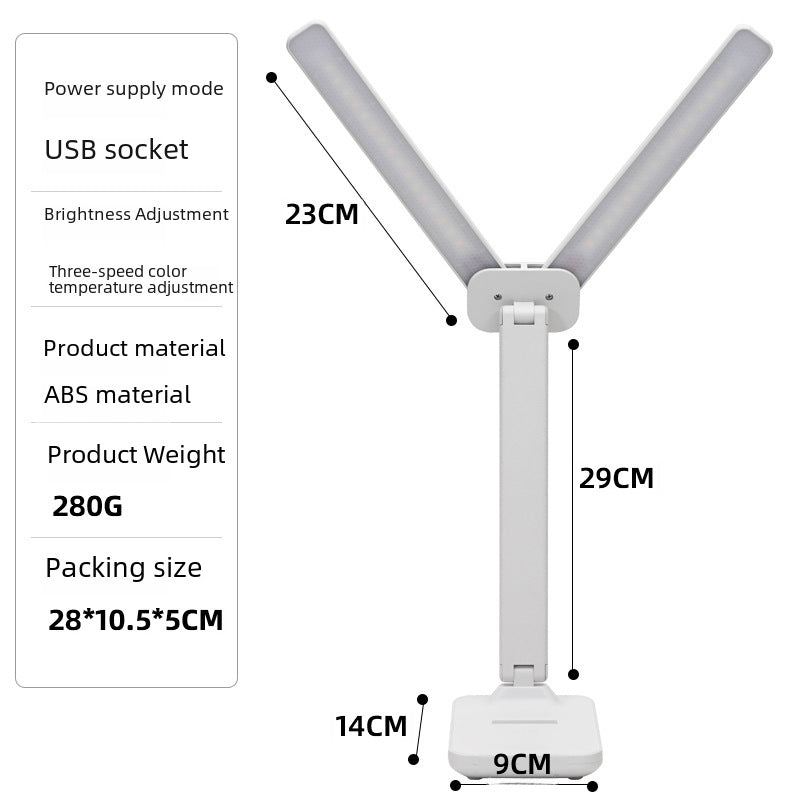 Dual Head LED Desk Lamp Foldable Touch Eye Protection Light