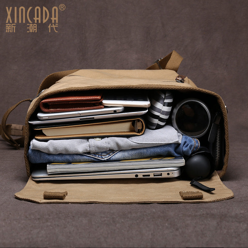 Canvas Backpack Men Korean Style College Student Travel Bag