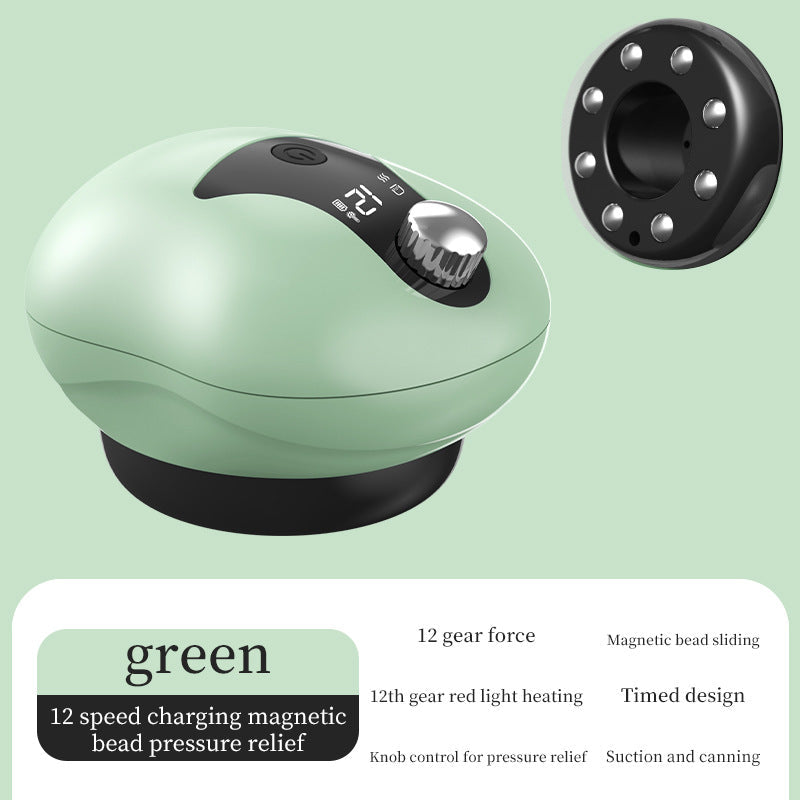 Electric Cupping Gua Sha Massager: Red Light Therapy, 12-Speed Suction, Rechargeable