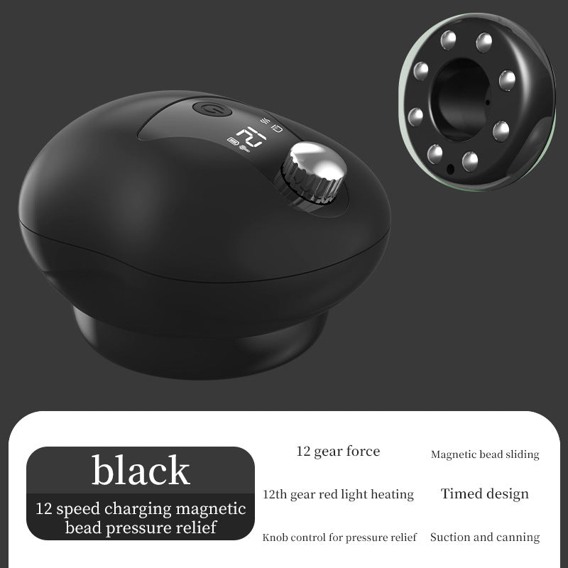 Electric Cupping Gua Sha Massager: Red Light Therapy, 12-Speed Suction, Rechargeable