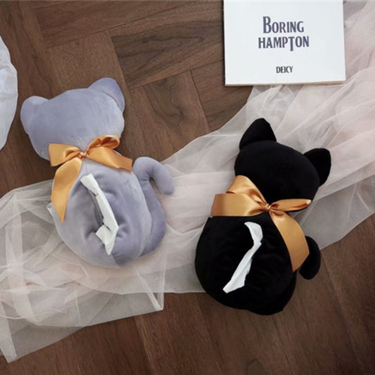 Plush Cat Tissue Box Cover Cute Holder Car Home Office Decor