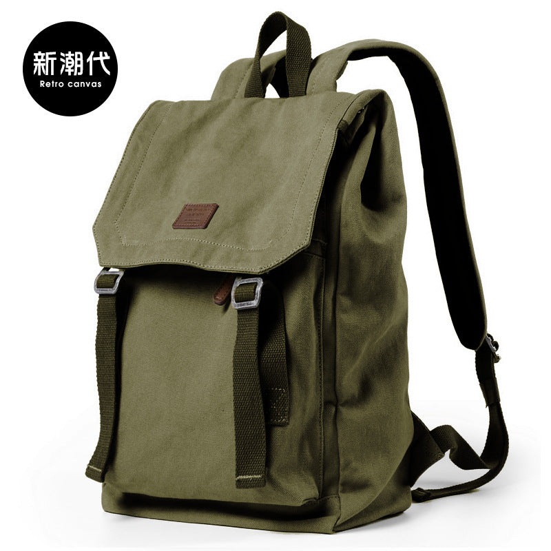 Canvas Backpack Men Korean Style College Student Travel Bag