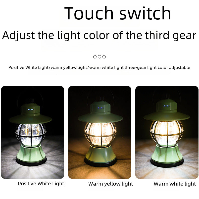 Retro USB Rechargeable LED Camping Lantern Outdoor Light