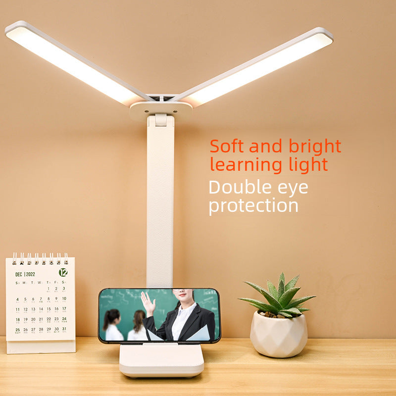 Dual Head LED Desk Lamp Foldable Touch Eye Protection Light