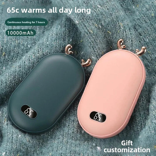Hand Warmer 10000mAh - Mini Cartoon Digital Display Rechargeable Power Bank