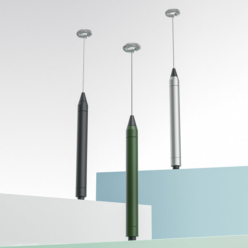 Aluminum Alloy Mini Electric Milk Frother – USB Rechargeable Handheld Coffee & Cream Whisk