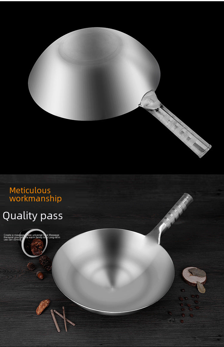 Factory Direct 430 Stainless Steel Wok Food Grade Thickened Non-Sticky Non-Coated Round Bottom Commercial Household Pot