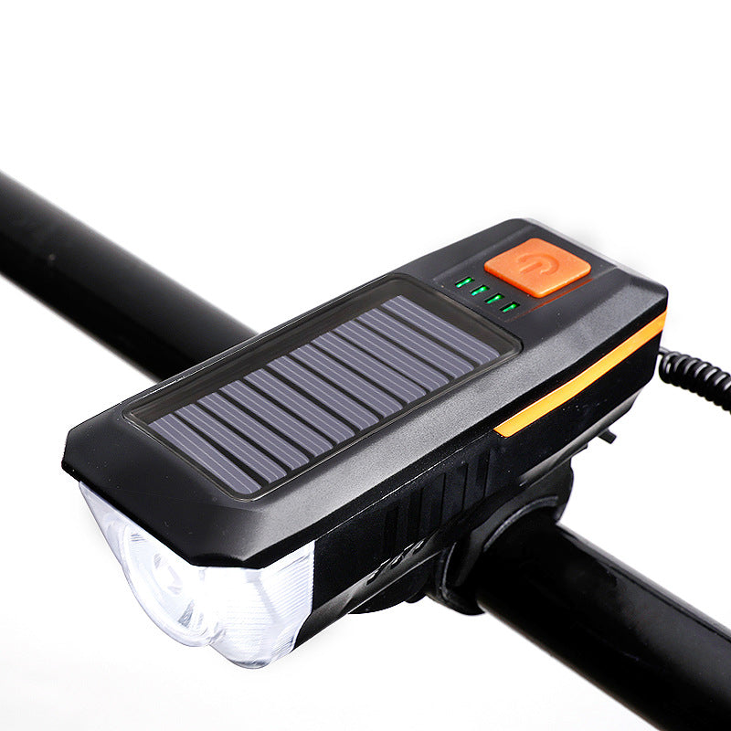 Solar USB Bike Light with Horn - Rechargeable Headlight