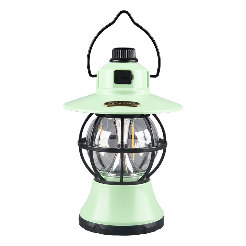 Retro USB Rechargeable LED Camping Lantern Outdoor Light