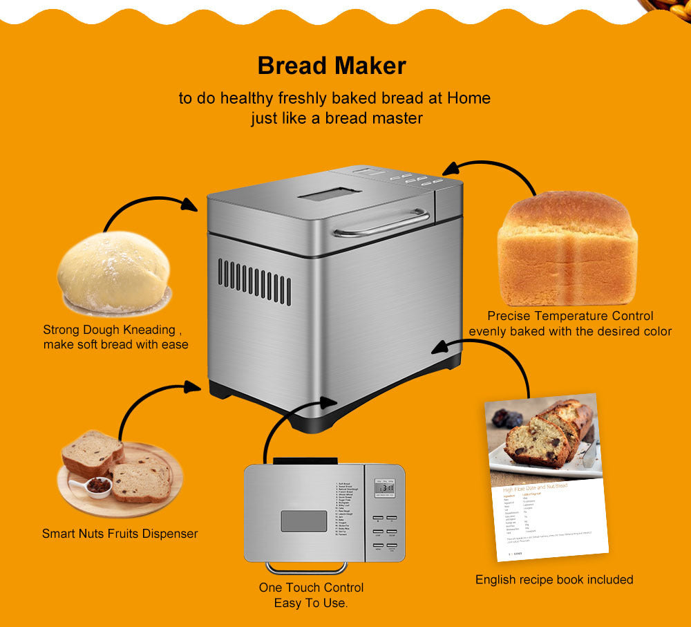 Cross-border new household bread machine, automatic intelligent dough fermenter, multi-functional small breakfast bread machine