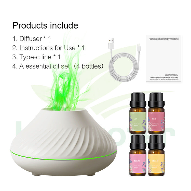 Flame Humidifier - Aromatherapy Diffuser with LED Atmosphere Lamp
