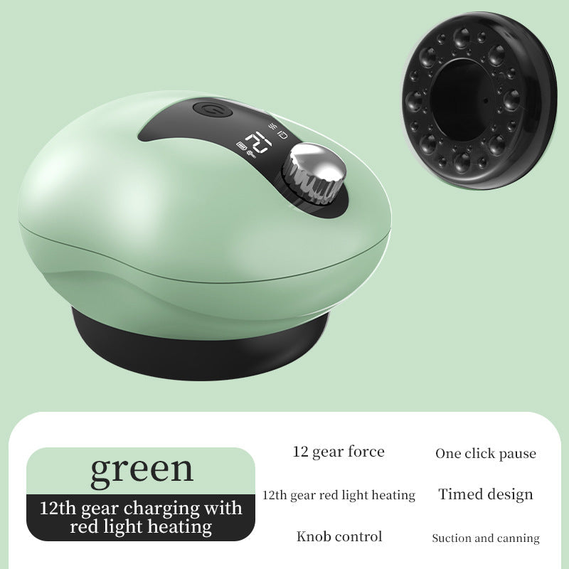 Electric Cupping Gua Sha Massager: Red Light Therapy, 12-Speed Suction, Rechargeable