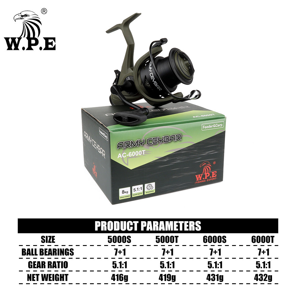 W.P.E Flying Spinning Fishing Reel 5000/6000 – 7+1BB, 5.1:1, Double Discharge