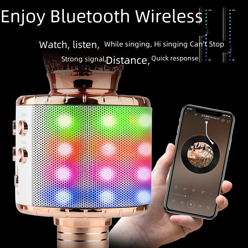 Wireless Bluetooth Karaoke Microphone 858L LED Light Mic