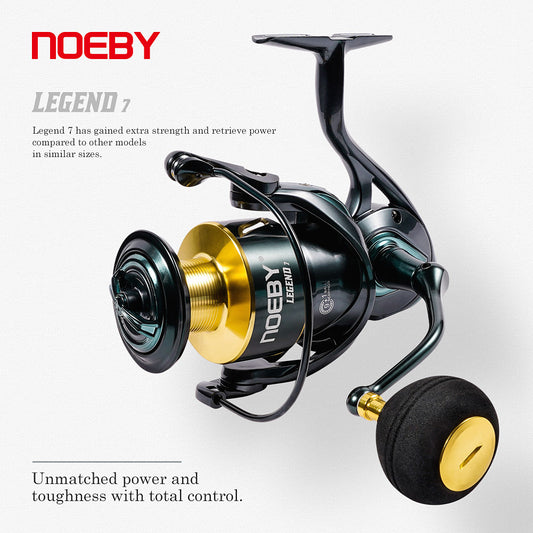 NOEBY Metal Spinning Fishing Reel 2500–6000 – Long Cast Power for Freshwater & Saltwater