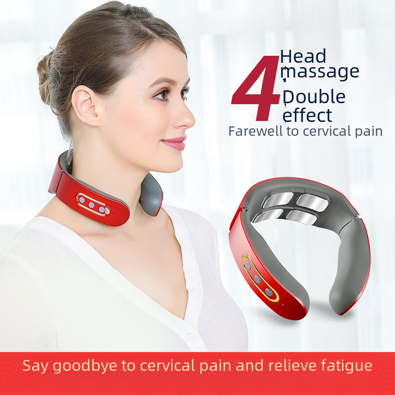 Cervical Neck Massager - Electric Pulse Massager with Heat & Remote Control