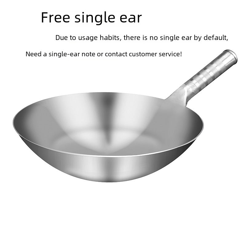 Factory Direct 430 Stainless Steel Wok Food Grade Thickened Non-Sticky Non-Coated Round Bottom Commercial Household Pot