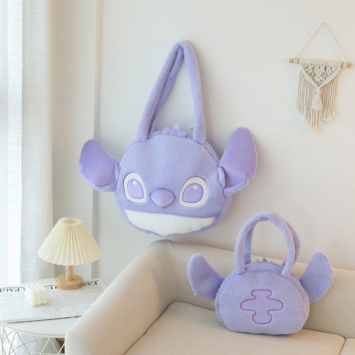 Stitch Plush Crossbody Bag - Cute Cartoon Shoulder Handbag