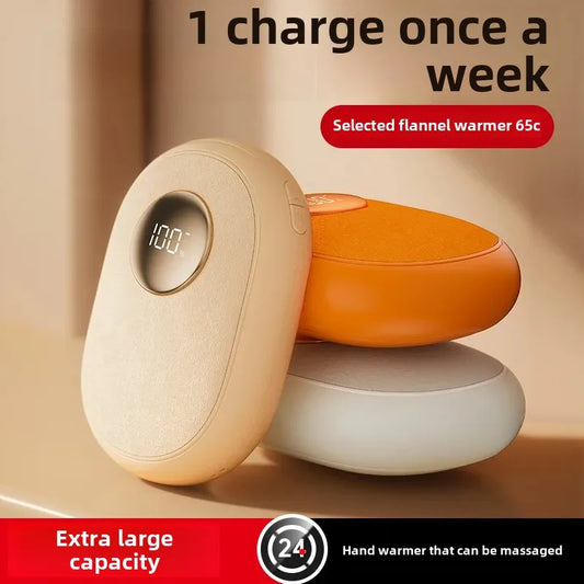 Bombom rechargeable digital hand warmer with digital display and extra large capacity in beige orange and gray colors