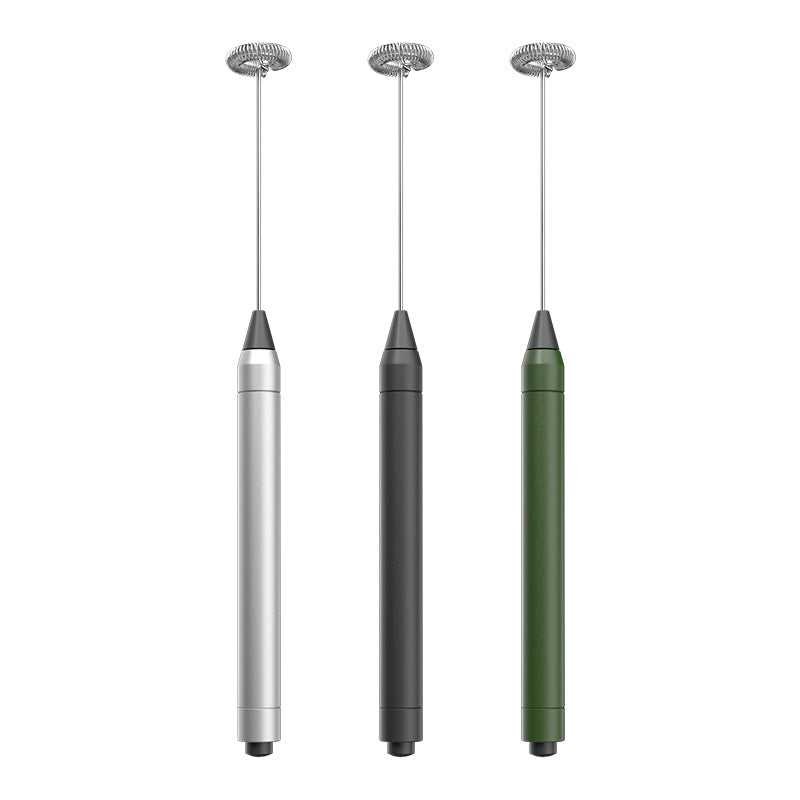 Aluminum Alloy Mini Electric Milk Frother – USB Rechargeable Handheld Coffee & Cream Whisk