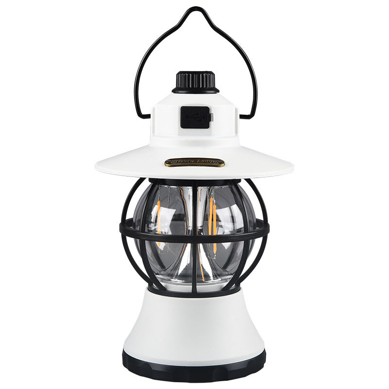 Retro USB Rechargeable LED Camping Lantern Outdoor Light
