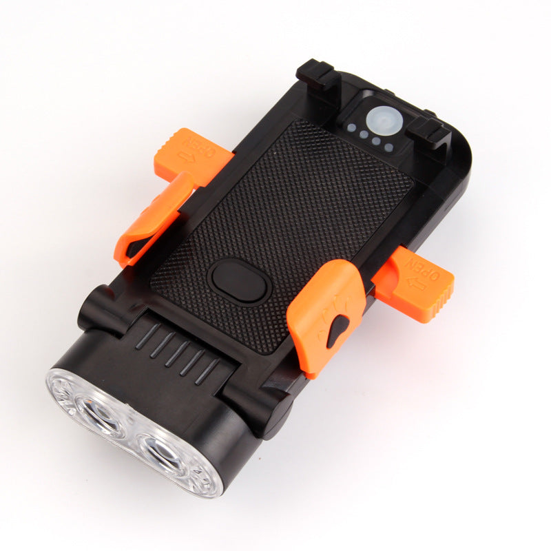 Bike Phone Holder with Light - USB Power Bank & Horn 4-in-1
