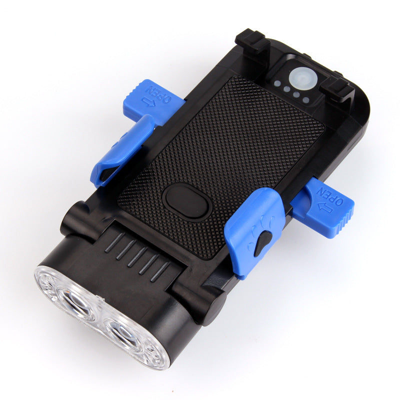 Bike Phone Holder with Light - USB Power Bank & Horn 4-in-1