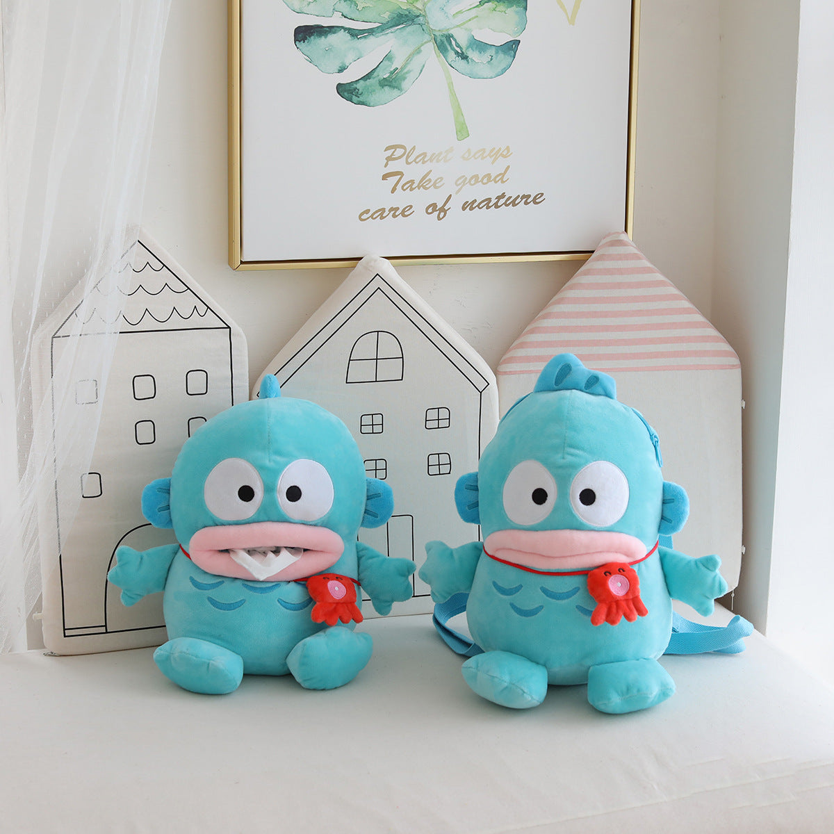 Blue Water Monster Plush Toy Backpack for Kids Outdoor Play