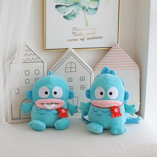Blue Water Monster Plush Toy Backpack for Kids Outdoor Play