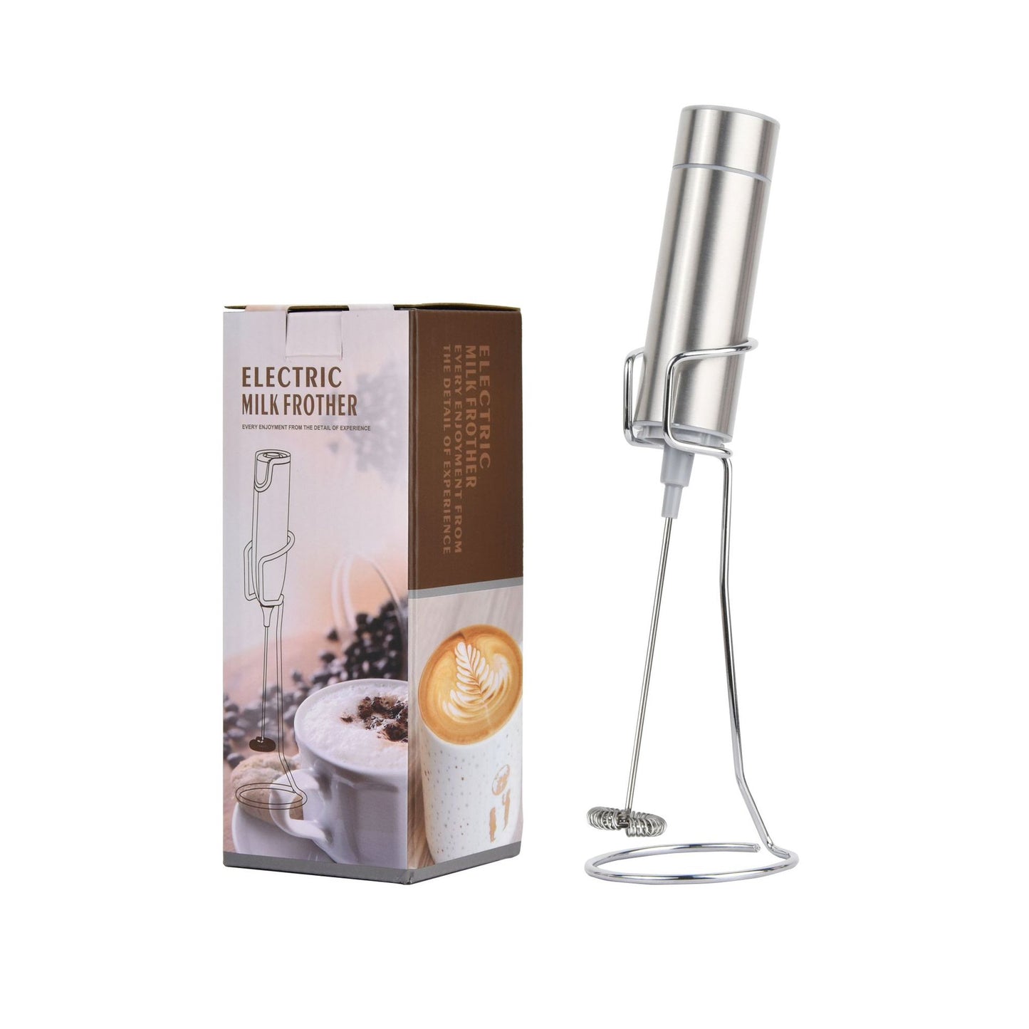 Cross-border stainless steel dry battery milk frother electric whisk mini coffee blender milk whisk