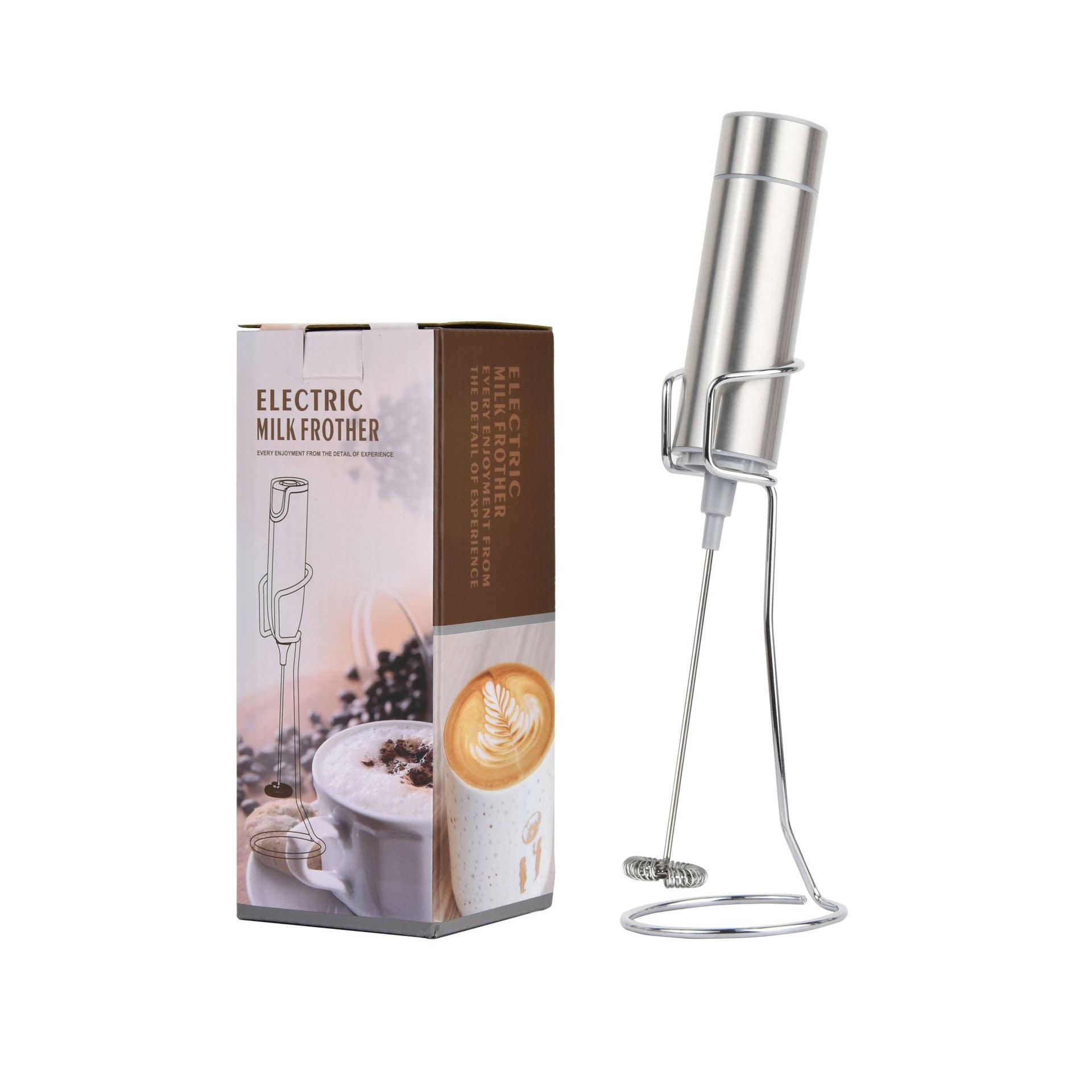 Cross-border stainless steel dry battery milk frother electric whisk mini coffee blender milk whisk
