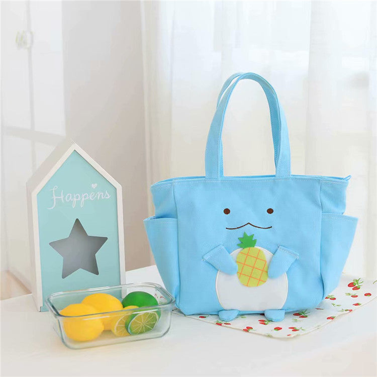 Cute Cat Lunch Box Bag Canvas Bento Tote for School and Work