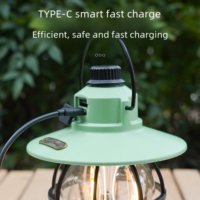 Retro USB Rechargeable LED Camping Lantern Outdoor Light