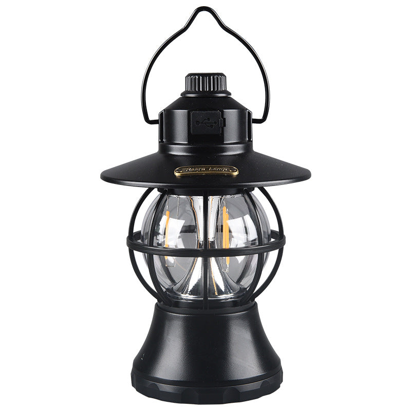 Retro USB Rechargeable LED Camping Lantern Outdoor Light