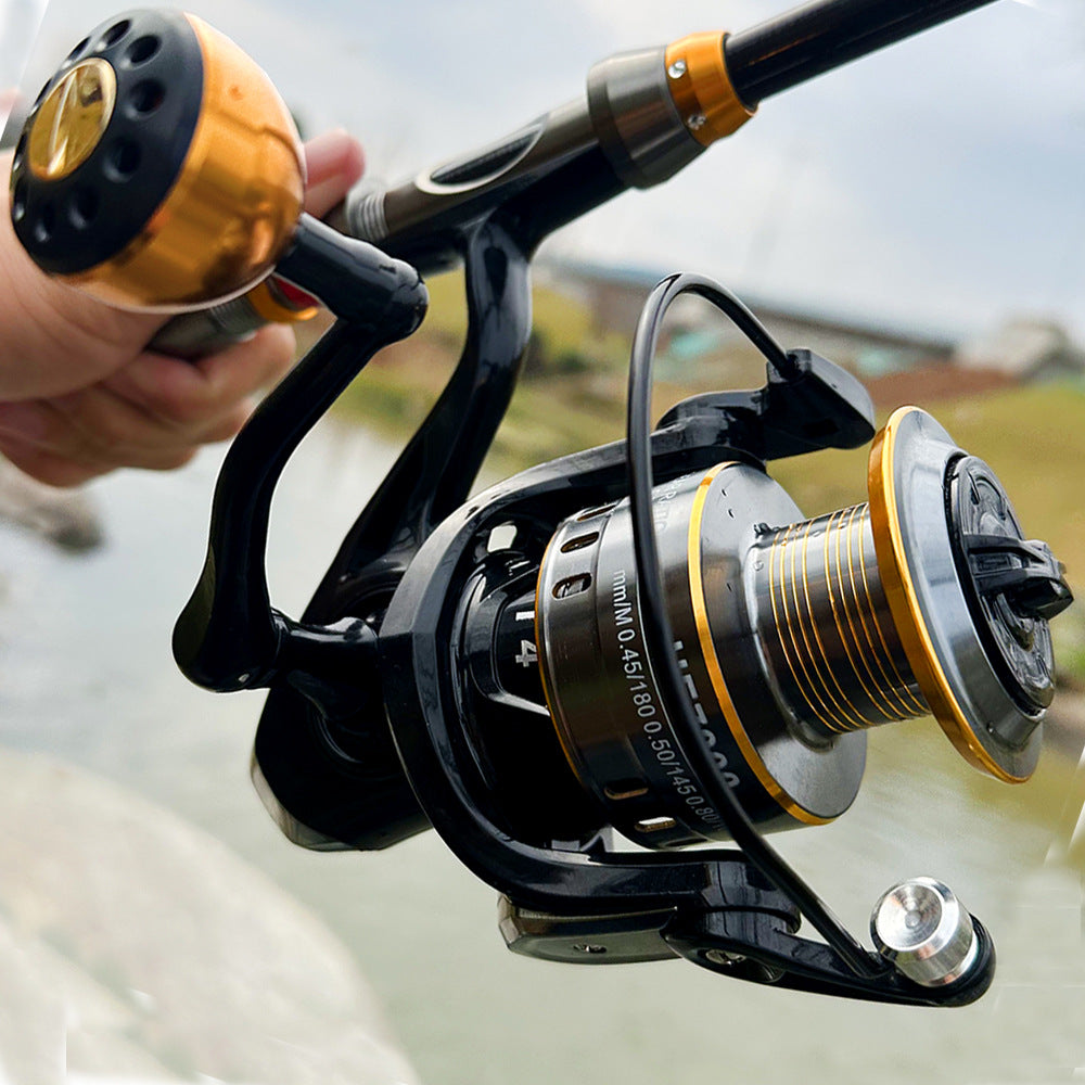 All-Metal Beveled Line Cup Spinning Fishing Reel – Smooth Fishing Reel for Sea & Rod Use