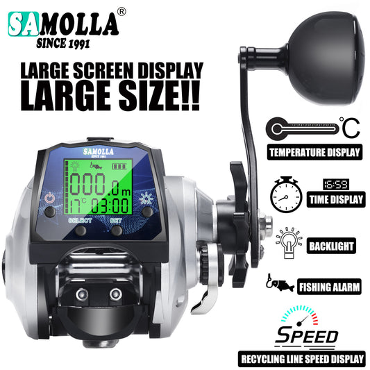 Digital Display Fishing Reel (TX1200) – USB Charging, Time/Temperature & Fish Alarm