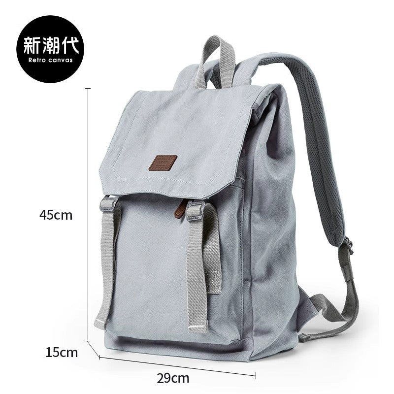 Canvas Backpack Men Korean Style College Student Travel Bag