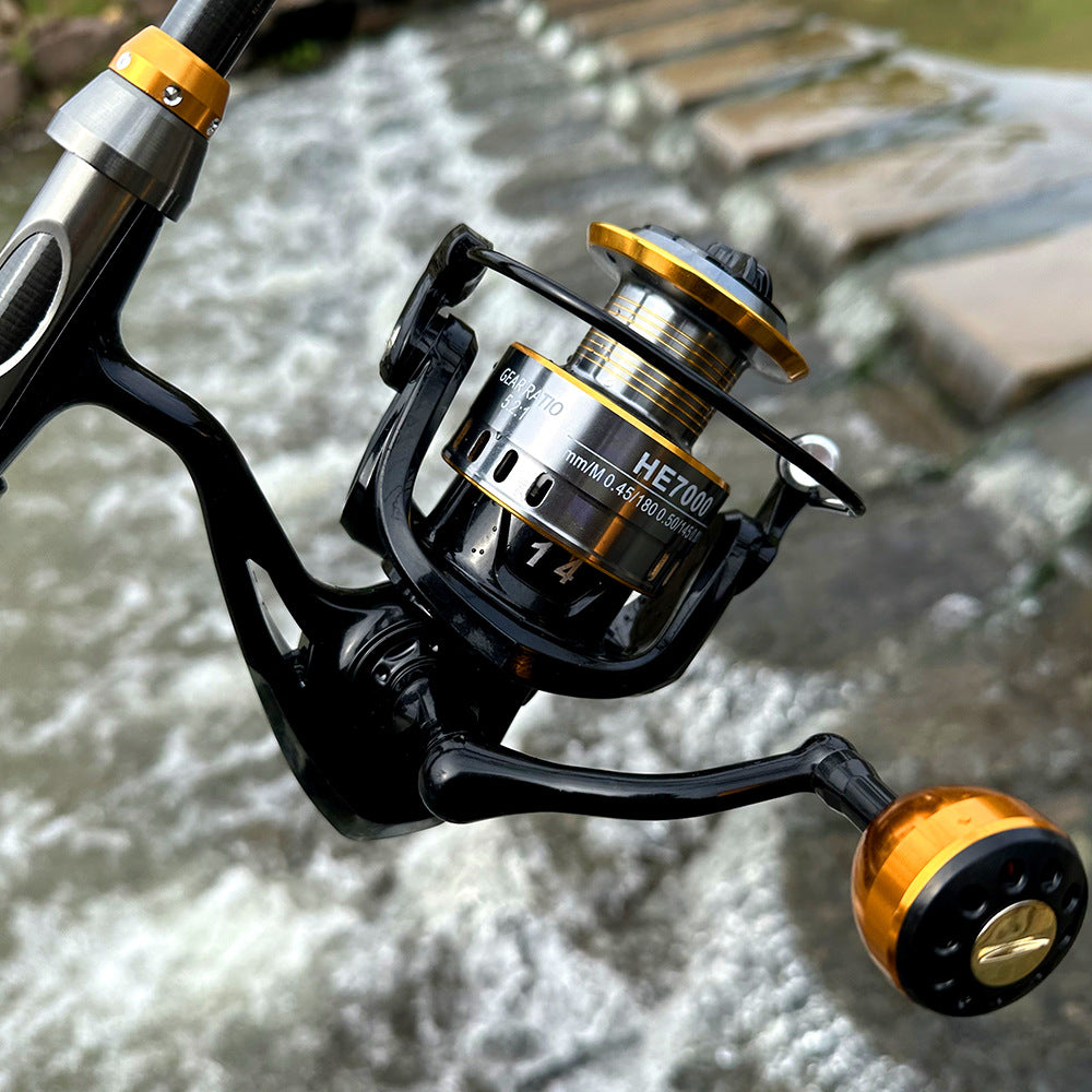 All-Metal Beveled Line Cup Spinning Fishing Reel – Smooth Fishing Reel for Sea & Rod Use